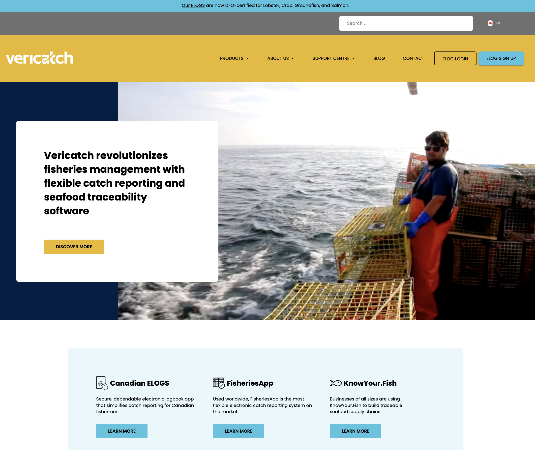 Homepage of the new Vericatch website.